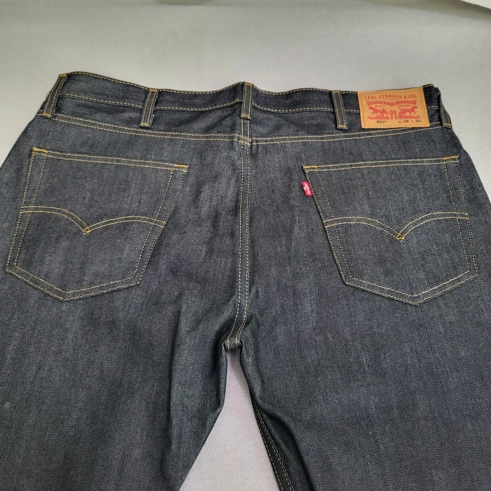 Levi's 502 Men's Taper Fit Denim Blue Jeans Dark Wash Size 38X30